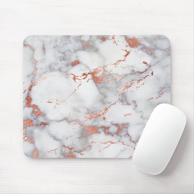 grey and rose gold marble mouse pad (With Mouse)