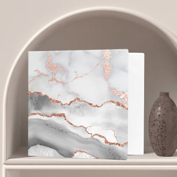 Grey And Rose Gold Marble Stone 3 Ring Binder by amoredesign at Zazzle