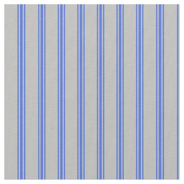Grey and Royal Blue Lines Fabric (Close Up)