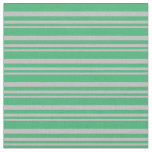 [ Thumbnail: Grey and Sea Green Stripes/Lines Pattern Fabric ]