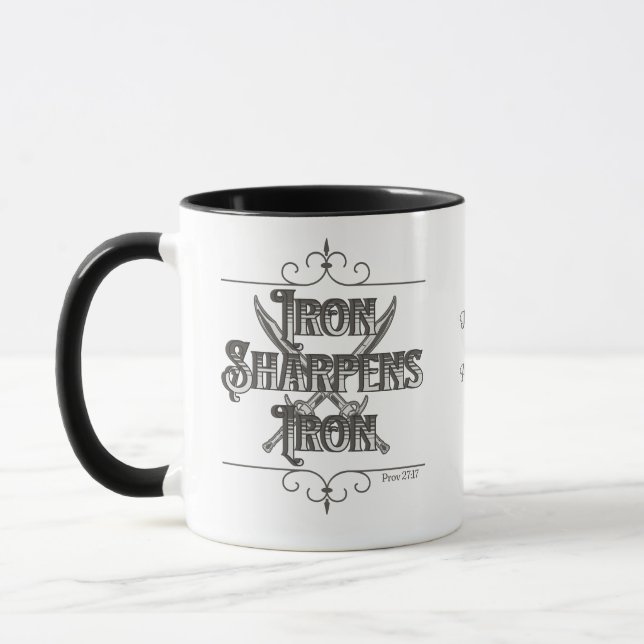 Grey and Silver Iron Sharpens Iron Mug (Left)