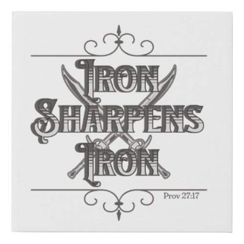 Grey and Silver Iron Sharpens Iron Square Faux Canvas Print