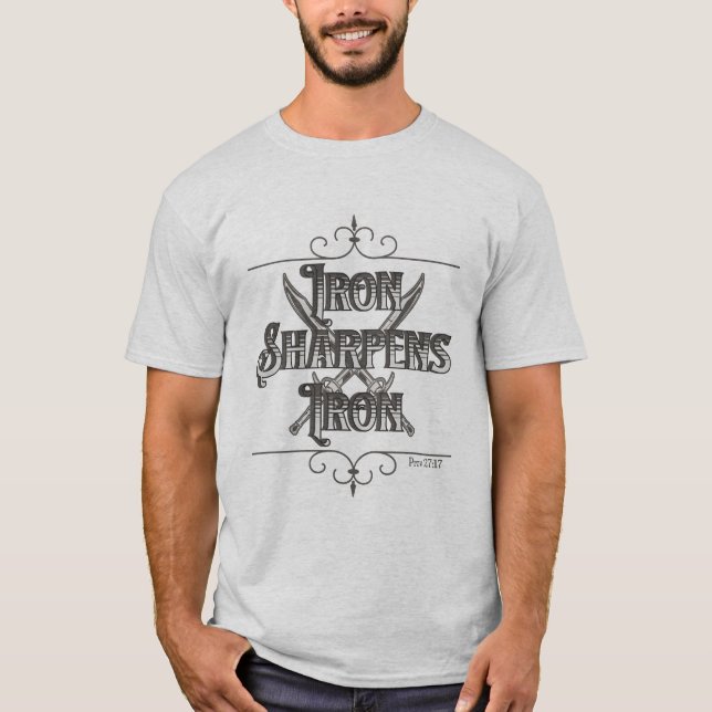 Grey and Silver Iron Sharpens Iron T-Shirt (Front)