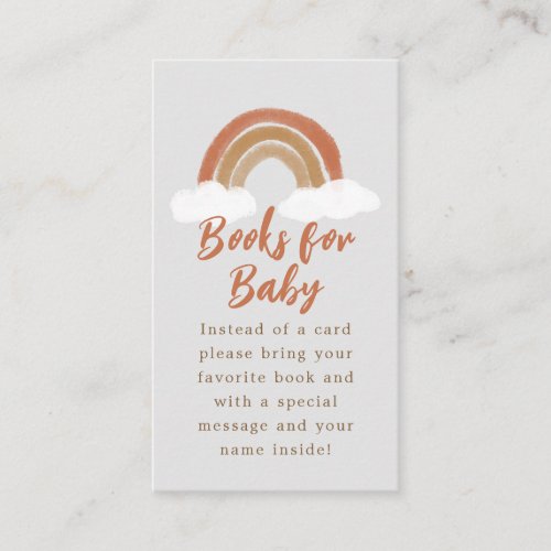 Grey and Tan Boho Rainbow Baby Shower Book Request Enclosure Card