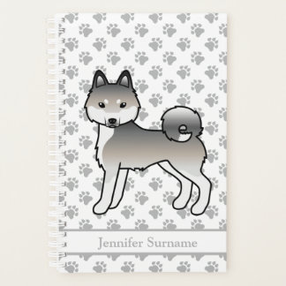 Grey And White Alaskan Klee Kai Cartoon Dog Planner