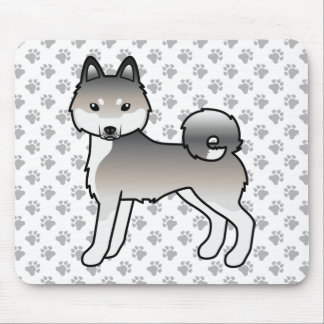 Grey And White Alaskan Klee Kai Cute Cartoon Dog Mouse Pad