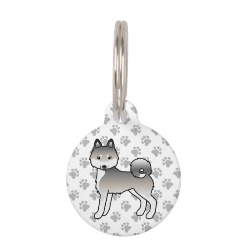 Grey And White Alaskan Klee Kai Cute Cartoon Dog Pet ID Tag