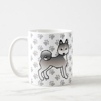 Grey And White Alaskan Klee Kai Cute Dog &amp; Paws Coffee Mug
