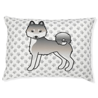 Grey And White Alaskan Klee Kai Cute Dog &amp; Paws Pet Bed