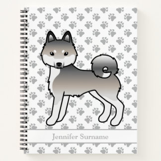 Grey And White Alaskan Klee Kai Dog &amp; Custom Text Notebook