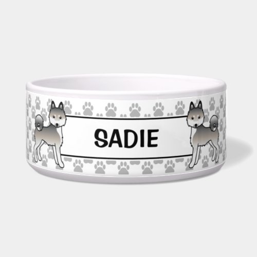 Grey And White Alaskan Klee Kai Dogs  Name Bowl