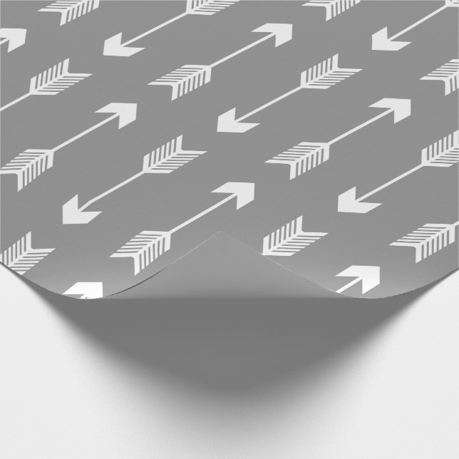 Grey and White Arrows Pattern Wrapping Paper (Corner)