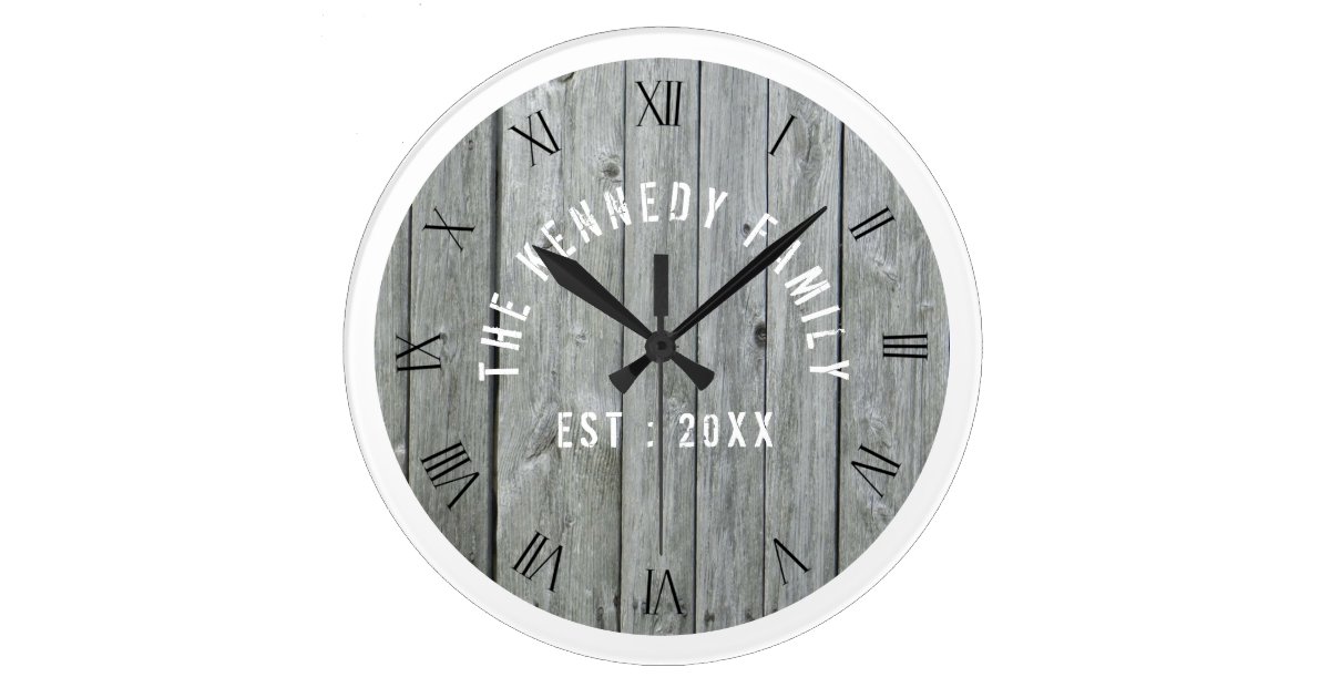 Grey And White Barn Wood Family Large Clock Zazzle Com - Large Blue Wall Clock Canada Grey And White Barn Wood Family Large Clock Zazzle Com - Large Blue Wall Clock Canada
