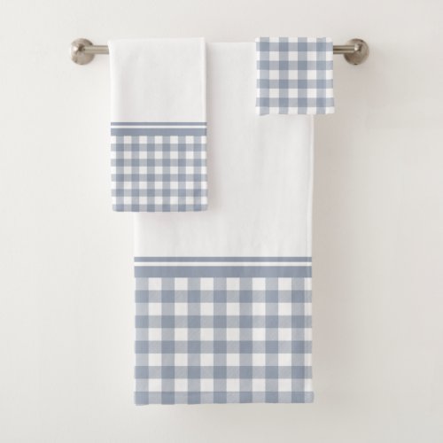 Grey and White Buffalo Plaid Bath Towel Set