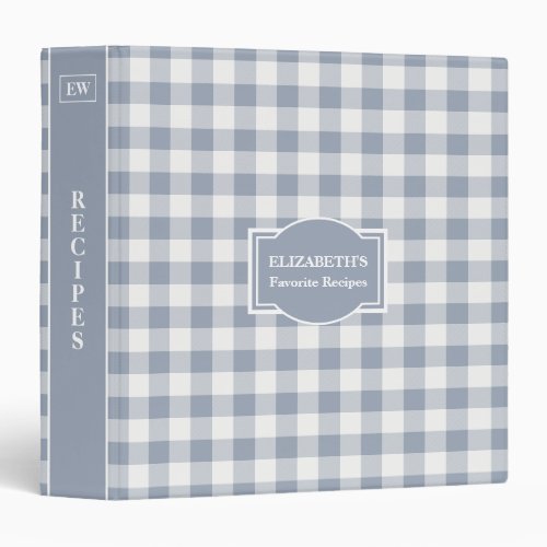 Grey and White Buffalo Plaid Recipe 3 Ring Binder