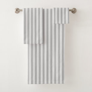 Grey and white candy stripes bath towel set