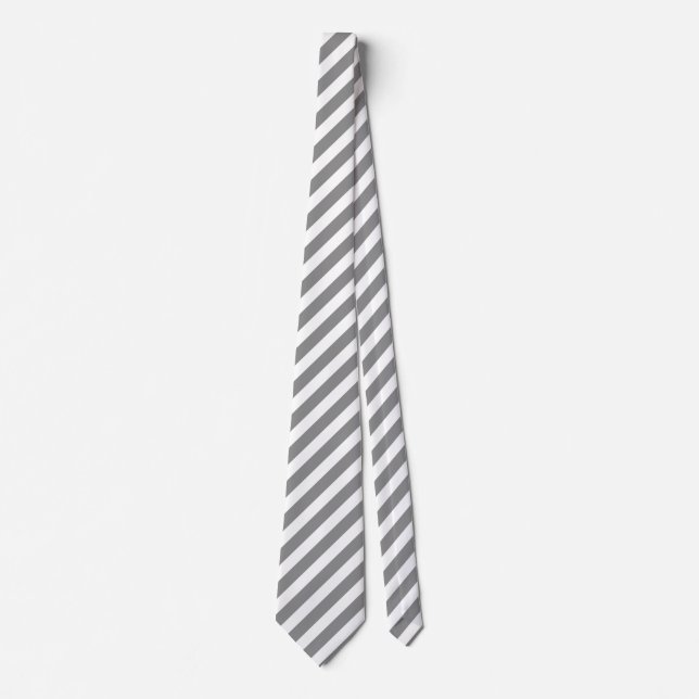 Grey and white candy stripes neck tie (Front)
