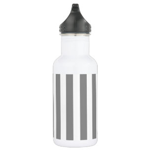 Grey and white candy stripes stainless steel water bottle