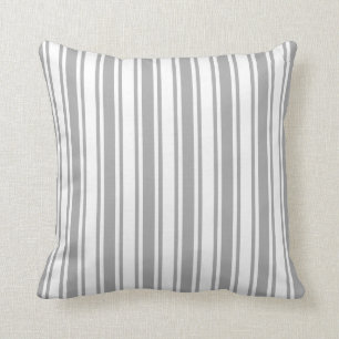 Grey and white candy stripes throw pillow