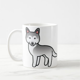 Grey And White Cartoon Siberian Husky Dog Coffee Mug