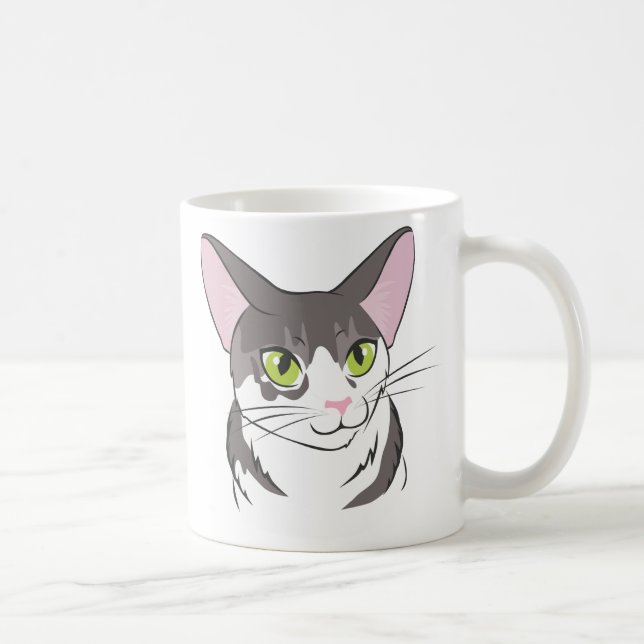 Grey and White Cat Coffee Mug (Right)