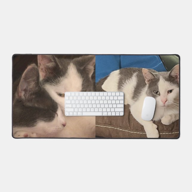 "Grey and white cat" Desk Mat (Keyboard & Mouse)