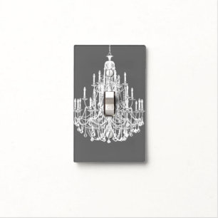 Grey and White Chandelier Light Switch Cover