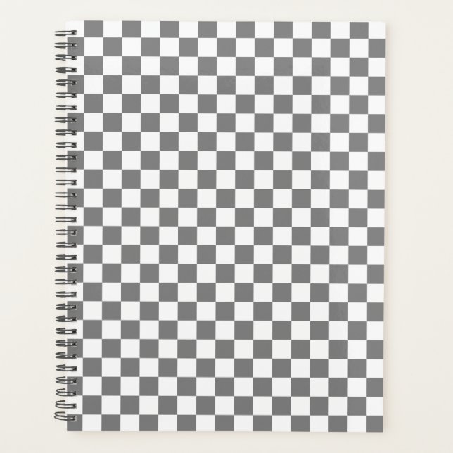 grey and white Checkered 2024 Planner (Front)