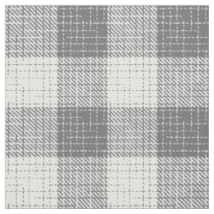 Grey and White Checkered Crosshatch Plaid  Fabric