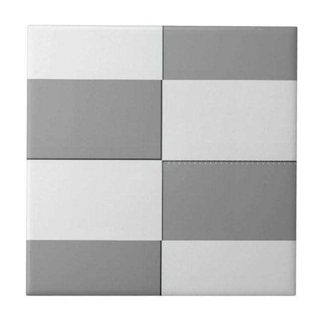 GREY and white Chess board Ceramic Tile (Front)