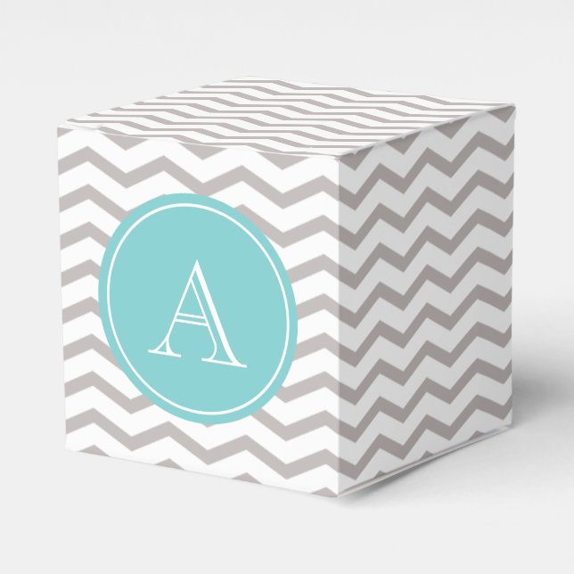 Grey and White Chevron Favor Boxes (Front Side)