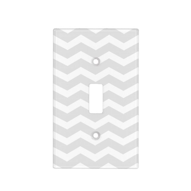 Grey and White Chevron Light Switch Cover (Front)