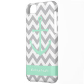 Grey and White Chevron Mint Anchor Monogram Case (Back Left)