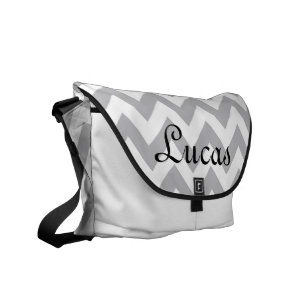 grey and white diaper bag