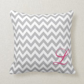 Grey And White Chevron Monogram Nursery Pillow by bellababydesigns at Zazzle
