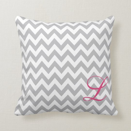 Grey and White Chevron Monogram Nursery Pillow
