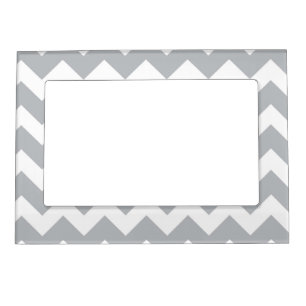 Grey and White Chevron Stripe Magnetic Frame