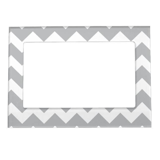 Grey and White Chevron Stripe Magnetic Frame (Front)