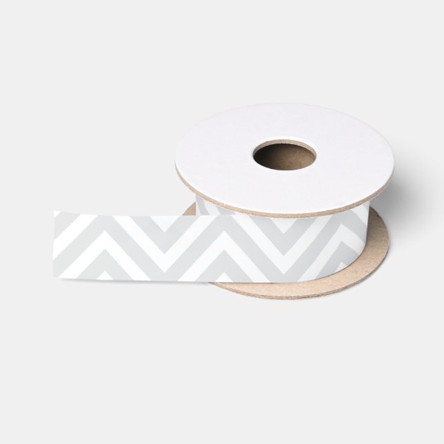 Grey and White Chevron Zig Zag Ribbon (Spool)