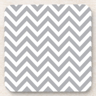 Grey and White Chevron  Zigzag Pattern Beverage Coaster
