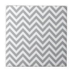 Grey And White Chevron  Zigzag Pattern Ceramic Tile at Zazzle