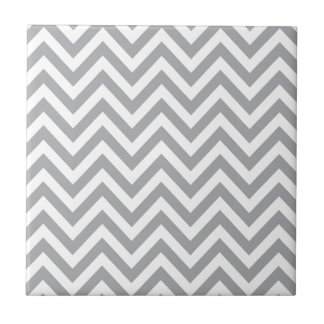 Grey and White Chevron Zigzag Pattern Ceramic Tile
