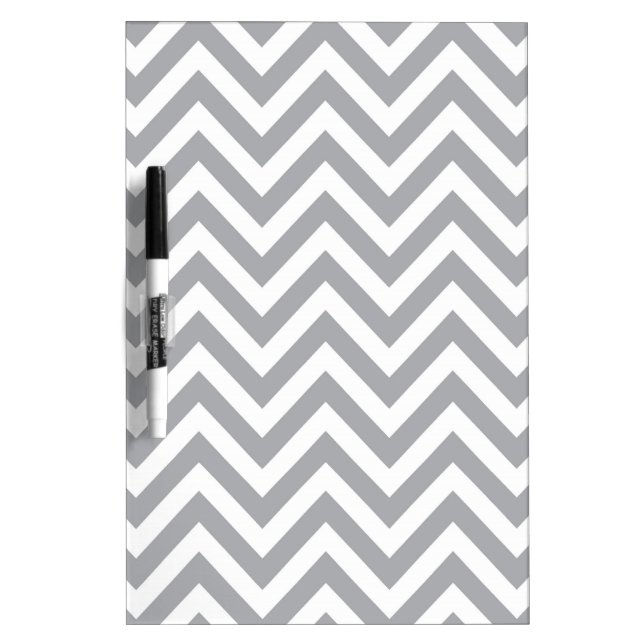 Grey and White Chevron  Zigzag Pattern Dry-Erase Board (Front)