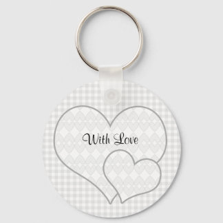Grey and white cute hearts keychain