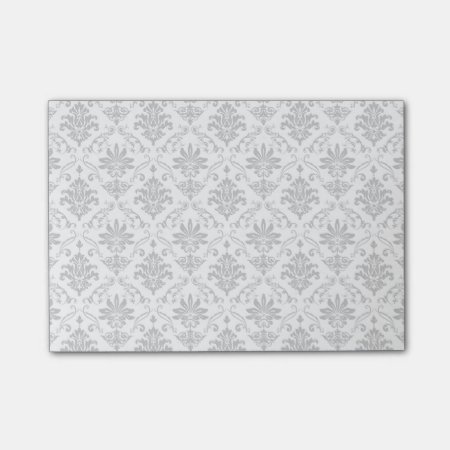 Grey And White Damask Post-it Notes