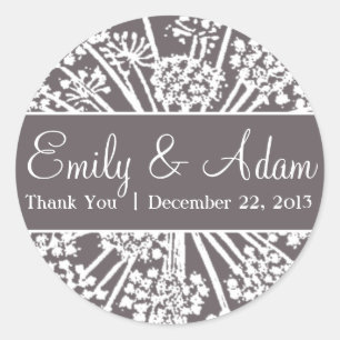 Grey and White Dandelion Wedding Sticker