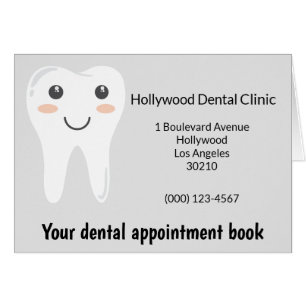 Grey and white dentist appointment book cards