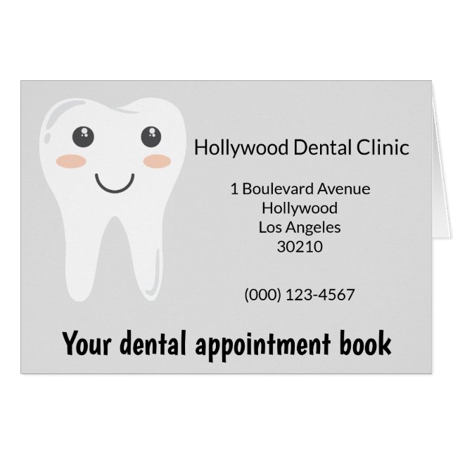 Grey and white dentist appointment book cards (Front Horizontal)