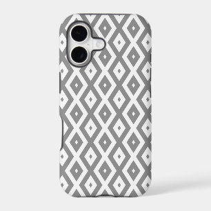 Grey and white diamond pattern iPhone 17 case
