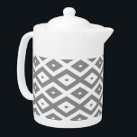 Grey and white diamond pattern teapot<br><div class="desc">Grey and white diamond pattern</div>